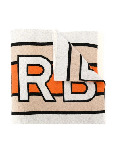 Burberry Kids' Football Logo-intarsia Scarf In Neutrals