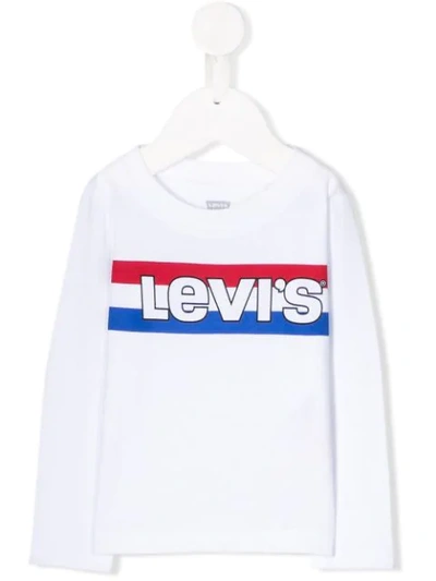Levi's Babies' Striped Logo Print T-shirt In White