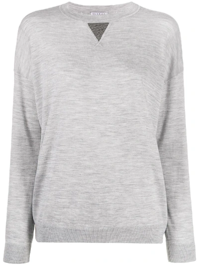 Brunello Cucinelli Cashmere-silk Crewneck Sweatshirt In Grey