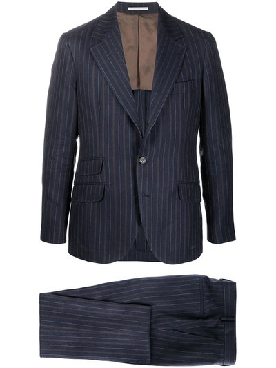 Brunello Cucinelli Men's Two-piece Pinstriped Wool Suit In Navy