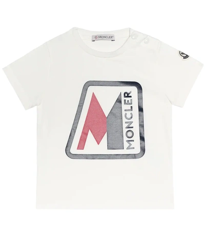 Moncler Baby Logo Stretch-cotton T-shirt In Panna