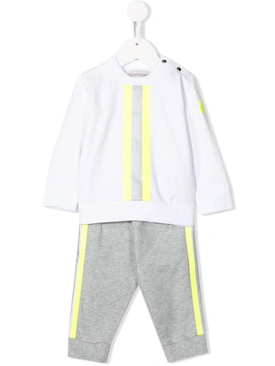 Moncler Babies' Striped Tracksuit In Bianco