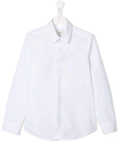 Fendi Teen Pointed Collar Shirt In White