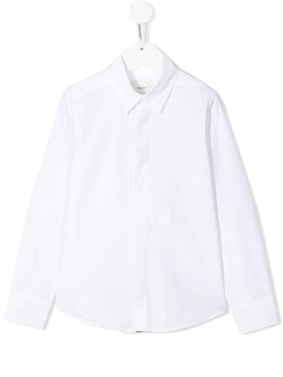 Fendi Kids' Pointed Collar Shirt In White