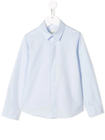 Fendi Kids' Pointed Collar Shirt In Blue