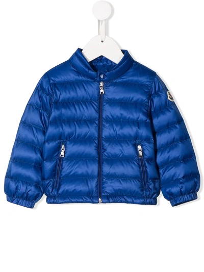 Moncler Kids' High-neck Quilted Jacket In Blue