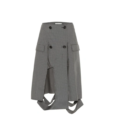 Maison Margiela Deconstructed Houndstooth Pencil Skirt In Grey