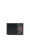 Gucci Gg Supreme Snake-print Cardholder In Black