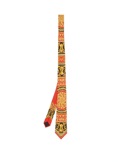 Versace Barocco-print Silk Tie In Multicolor