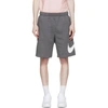 Nike Sportswear Club Fleece Logo Shorts In Charcoal Heather/white/white