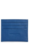 Longchamp 'le Foulonne' Pebbled Leather Card Holder In Sapphire