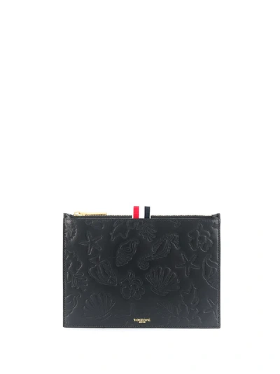 Thom Browne Embossed Envelope Pouch In Black