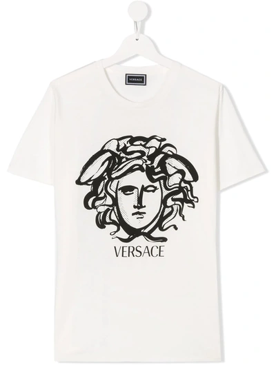 Young Versace Medusa Sketch T-shirt In White