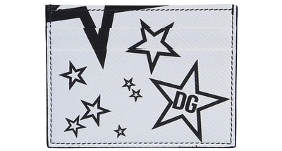 Dolce & Gabbana White Star Embossed Leather Card Holder