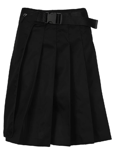 Prada Pleated Wrap Skirt In Black