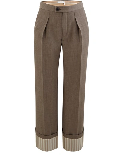 Chloé Wool Trousers In Sooty Khaki