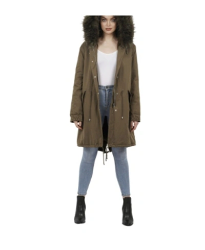 Love Token Thelma Hooded Parka In Olive