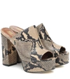 Paris Texas Snake-effect Leather Platform Sandals In Beige