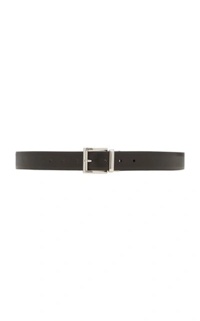 Prada Reversible Long Leather Belt In Black/white