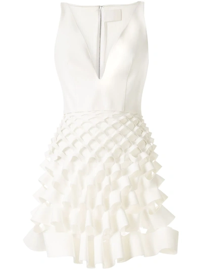 Dion Lee Wire Slash Ruffle Mini Dress In White