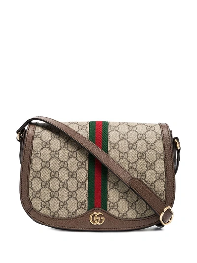 Gucci Ophidia Saddle Bag In Brown