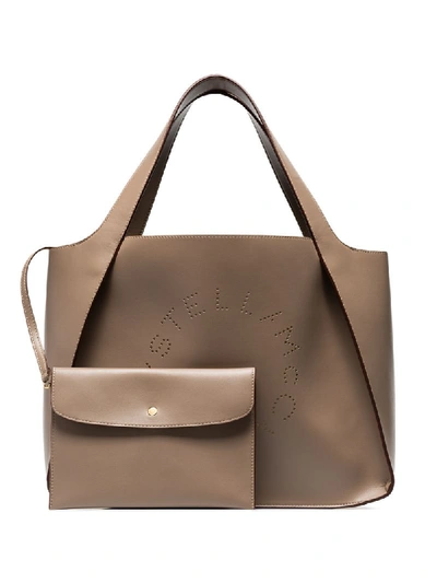 Stella Mccartney Perforated Logo Tote Bag In Brown
