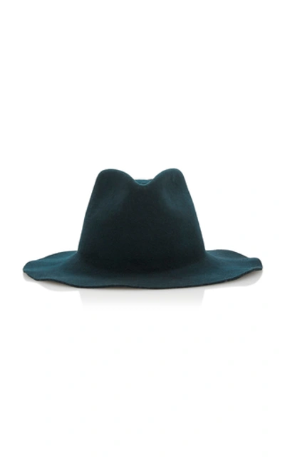 Janessa Leone Rowan Wool Fedora Hat In Dark Green