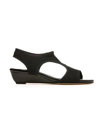 Stuart Weitzman The Giver Wedge In Nero Crepe Stretch