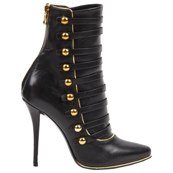 Pre-owned Balmain Black Leather Ankle Boots | ModeSens
