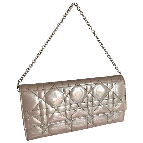 Pre-Owned Dior Grey Patent Leather Clutch Bag | ModeSens