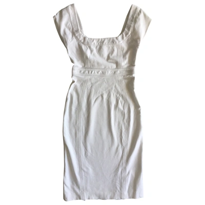 Pre-owned Diane Von Furstenberg Mid-length Dress In White