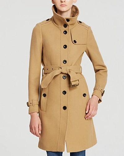 Burberry Rushfield Wool Blend Coat In Camel | ModeSens