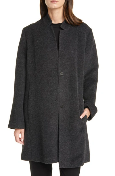 Eileen Fisher Notch Collar Alpaca & Wool Blend Coat In Charcoal
