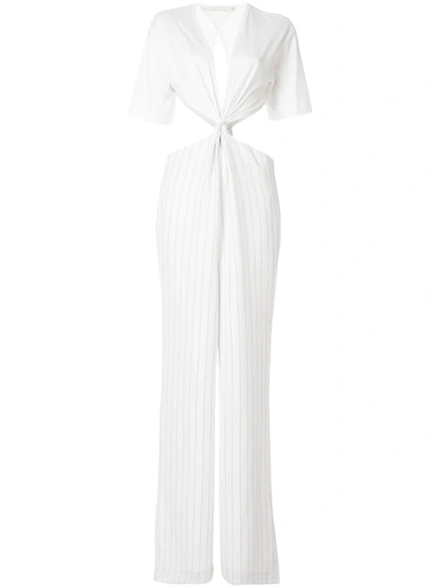 Dion Lee Cutout Pinstriped Jumpsuit In White