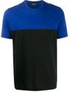 Z Zegna Colour Block Crew Neck T-shirt In Blue