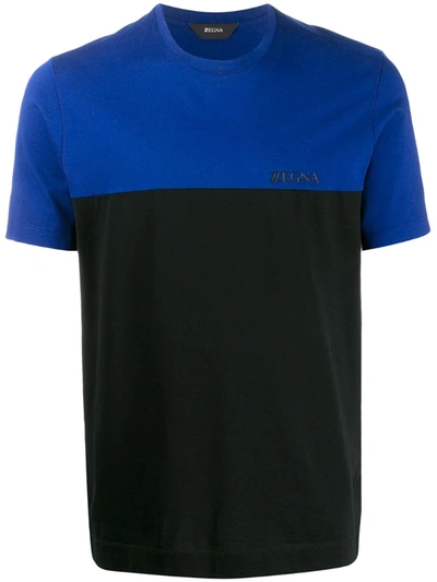 Z Zegna Colour Block Crew Neck T-shirt In Blue