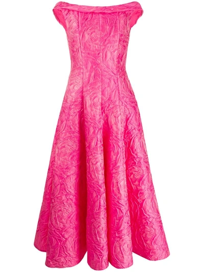 Talbot Runhof Poiret Rose Jacquard Dress In Pink