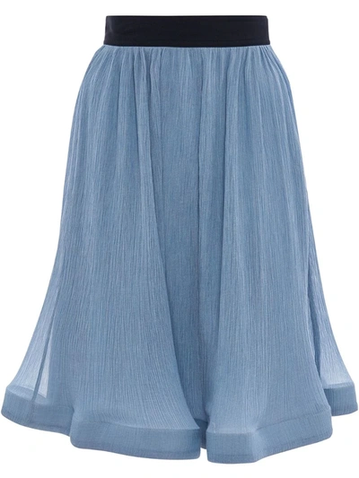 Jw Anderson J.w. Anderson Pleated Mixed Cotton Skirt In Blue