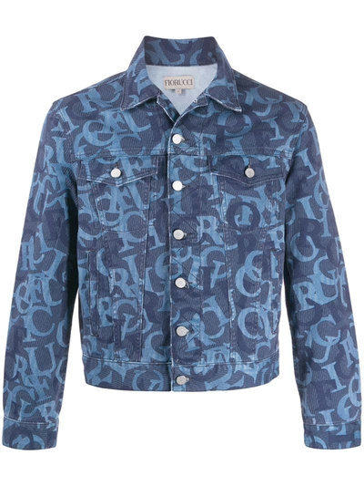 Fiorucci Nico Jacquard-logo Denim Jacket In Blue