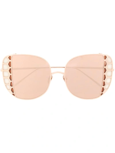 Linda Farrow Mirrored Sunglasses In Pink