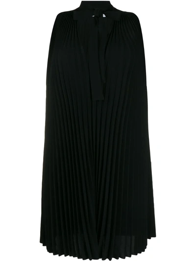 Red Valentino Pleated Shift Dress In Black