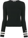 Valentino Vlogo Ribbed Crew Neck Jumper In Black