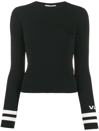 Valentino Vlogo Ribbed Crew Neck Jumper In Black