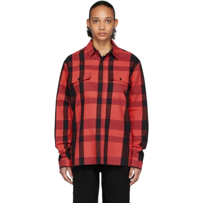 Marcelo Burlon County Of Milan Red & Black Logo Check Shirt In Fuchsia/blk