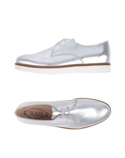 Tod's Laced Shoes In Silver