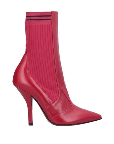 Fendi Ankle Boots In Red