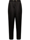 Balmain Tapered Silk-satin Trousers In Black