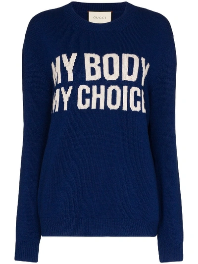 Gucci My Body My Choice Wool Jumper In 蓝色