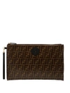 Fendi Ff Pattern Logo Patch Clutch In Black