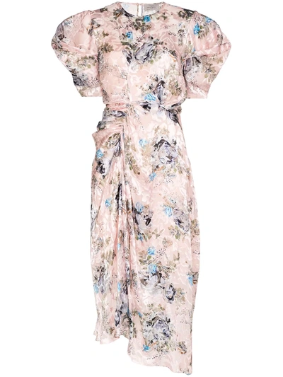 Preen By Thornton Bregazzi Pippa Floral Devoré Satin Midi Dress In Pink